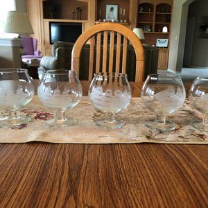 5 Tuscany crystal brandy snifters